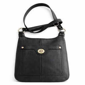 Coach Penelope Slim Crossbody Bag Black Pebbled Leather Turn Lock Classic EUC